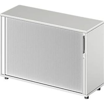 Schäfer Shop Genius Roldeurkast met dwarse roldeur TETRIS WOOD, 2 ordnerhoogten, B 1200 mm, hoogte incl. glijders, lichtgrijs