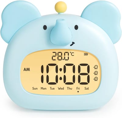 SNJY® Slaaptrainer Kinderen - Slaapwekker - Kinderwekker - Olifant - Blauw