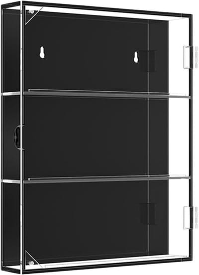 Kaart Display - Vitrine Kast - Verzamelingen Tonen - Wandmontage Ontwerp - 36 cm breed - Zwart