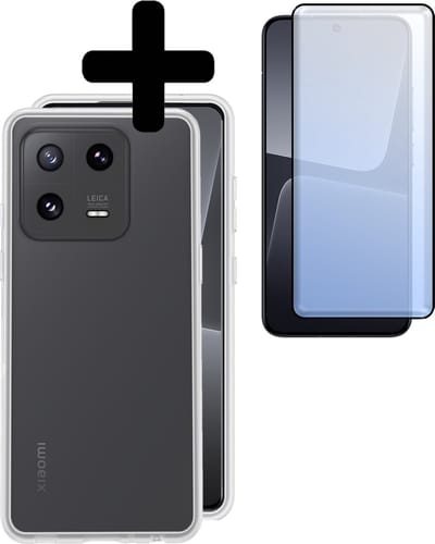 Hoesje - Met Screenprotector - Geschikt voor Xiaomi 13 Pro - Sterk & Shockproof - Back Cover - Siliconen Case - Telefoon Hoes - Telefoonhoesjes - Transparant