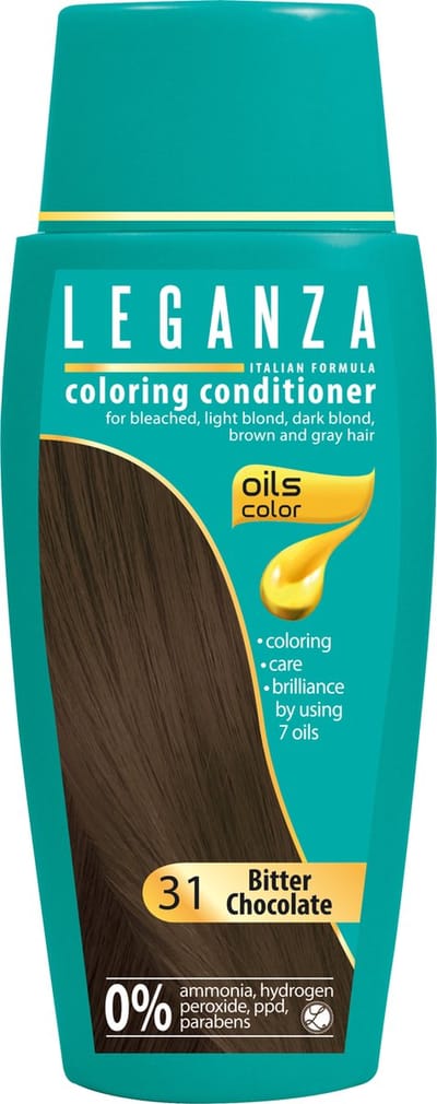 Leganza Coloring Conditioner Bitter Chocolate – Natuurlijke Kleurspoeling Donker Bruin – Semi-Permanente Haarkleuring met Natuurlijke Oliën – Zonder Ammoniak – 150ml