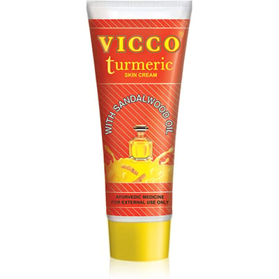 Vicco Crème pour la peau au curcuma 70g Paquet de 1 avec huile de bois de santal pour une peau saine et éclatante, Soin du visage ayurvédique naturel red