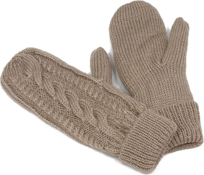 Taupe wanten - gebreide wanten - damesmaat S/M - taupe handschoenen met kabelpatroon - fleece binnenkant - STUDIO Ivana