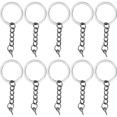 10 stuks DIY Sleutelhanger met Ketting Draagbare Metalen Sleutelhanger Oogschroef Sieraden Hanger Accessoire Gun Black zwart