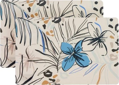Placemat/onderlegger - 4x - blad/bloem motief - 44 x 28 cm - tafeldecoratie