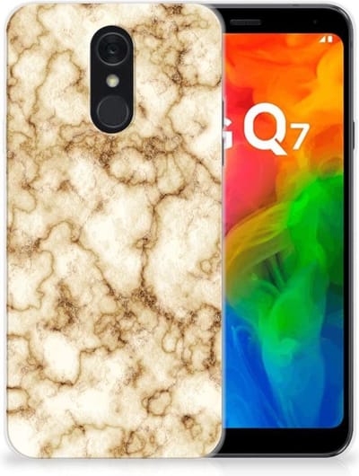 LG Q7 TPU Siliconen Hoesje Marmer Goud