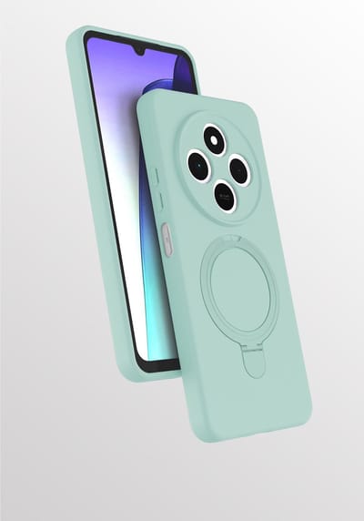 Hoesje Geschikt voor Xiaomi Redmi 14C hoesje zacht siliconen Mint Groen - Liquid Backcover ring hoesje Geschikt voor Magsafe