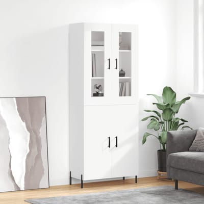 vidaXL - Hoge - kast - 69,5x34x180 - cm - bewerkt - hout - wit