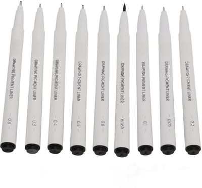 Dailygoods- Finelinerset 9-delig - Waterdichte Microlijnpennen - Verschillende Penpuntgroottes - Soepeler Schrijven - Tekenpennen Volwassenen - Aangename Tekenervaring