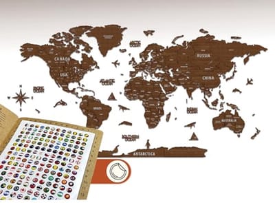 3D Houten Wereldkaart - Meerlagige Muurdecoratie voor Reizigers en Kantoordecoratie