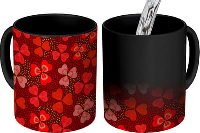 Magische Mok - Foto op Warmte Mokken - Koffiemok - Patroon - Klaver - Rood - Magic Mok - Beker - 350 ML - Theemok