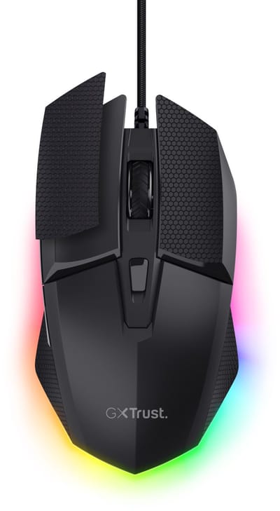 Trust GXT 121 Felox+ - Gaming Muis - Bedraad - 10.000 DPI - RGB Verlichting - Inclusief Griptape - Zwart