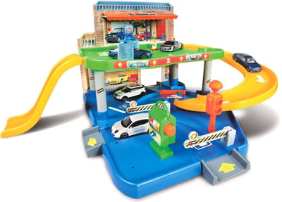 Bburago Garage - Modelauto - Schaal 1:43 - Blauw/Groen/Geel