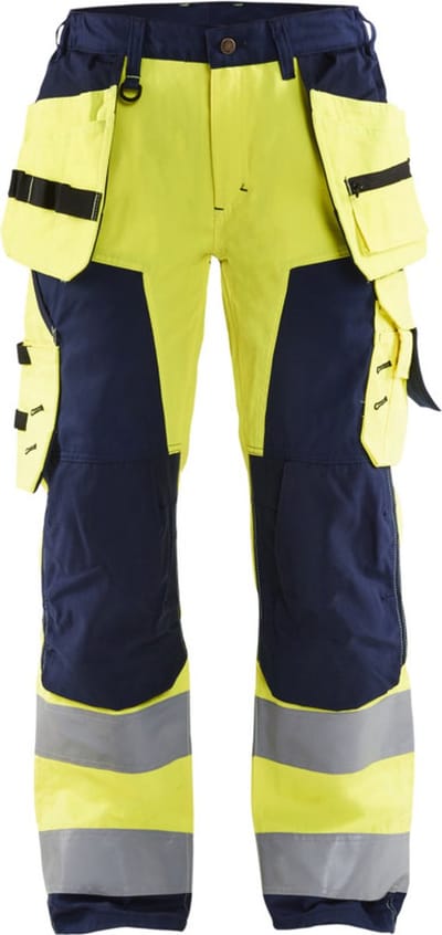 Blaklader Dames werkbroek High Vis met spijkerzakken 7156-1811 - High Vis Geel/Marineblauw - C34
