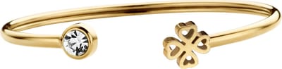 CO88 Collection 8CB-90795 Stalen Armband - Dames - Bangle met Zirkonia en Klaver - 58 x 50 mm - Goudkleurig