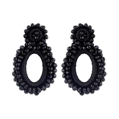 Bella Beads Oorbellen - Zwart | 6,5 x 4 cm | Kralen/Bijoux | Fashion Favorite