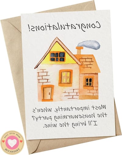 Wenskaart - Nieuw huis kaart - Gefeliciteerd versturen - Premium papier - 127 x 178 cm - Vintage