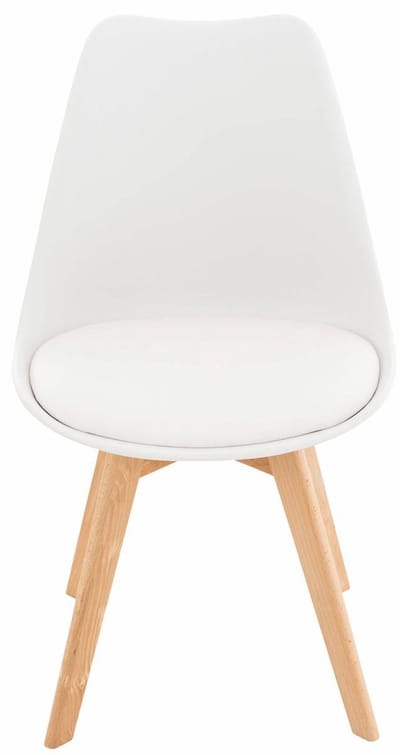 CLP Linares Eetkamerstoel - Design Keukenstoel - Scandinavisch Kuipstoel - Houten Poten Kunststof/wit