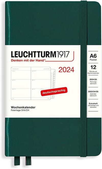 Weekkalender Pocket (A6) 2024 Bosgroen met Adres- en Verjaardagsboekje