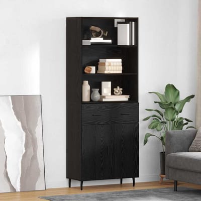 vidaXL - Highboard - 2 - st - Zwart - Eiken - 69,5 - x - 34 - x - 180 - cm - Bewerkt - hout