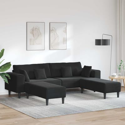 vidaXL Bank 3 pcs Zwart 250 x 188 x 76 cm Fluweel