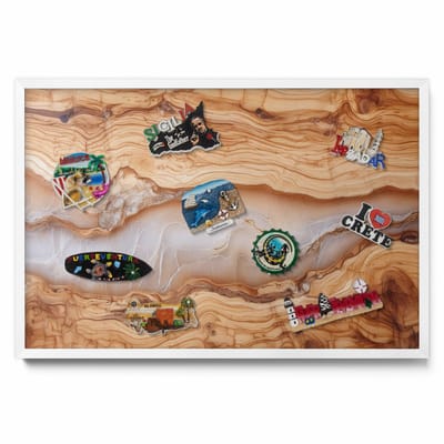 Tulup Magneetbord met Witte Frame - Bruin Magneetbord met Ontwerpen - 60 cm x 40 cm - Houten structuur met hars - Magnetisch Bord Decoratief - Magneetbord Multifunctioneel - Magneetbord Voor Thuiskantoor