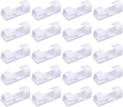 Dailygoods- Kabelclips 20 Stuks - Sterke Zelfklevende Klemmen - Duurzaam Kunststof - Kabelbeheer - Geschikt voor Kabeldiameter 7 mm - Eenvoudige Montage - Kabelhouder