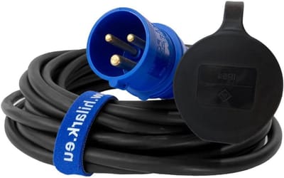 Elektrische Verlengkabel - Industriële Stekker Caravan Kabel - Stroomvoorziening Buiten - Waterdicht IP44 - 30 meter - Zwart