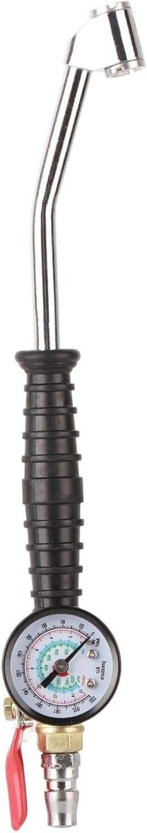 Bandenpomp met Manometer - Fietspomp Auto Motor - Bandenspanning Controleren - Snelle Inflatie Nauwkeurig - 30 cm - Zwart