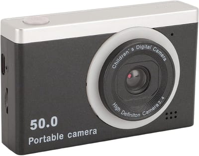 Digitale camera, HD CCD microcamera met 8x zoom, compacte camera met dubbele lens aan voor- en achterkant, vlog-selfiecamera voor jongens en meisjes - 32G geheugenkaart (zwart)