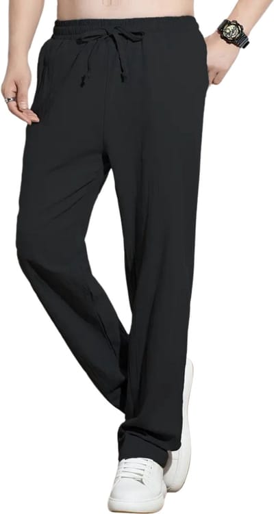 Livano Linnen Broek Heren - Zomerbroek - Volwassenen - Lange Broek - Pantalon - Strandbroek - Zomer - Ibiza Stijl - Zwart - Maat S