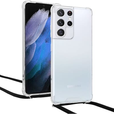 ShieldCase shock case met koord - geschikt voor Samsung Galaxy S24 Ultra - schokbestendige Samsung Galaxy S24 Ultra hoesje - hoesje met telefoonkoord - transparant