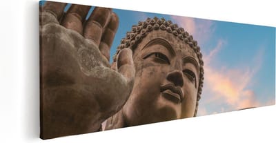 Artaza Canvas Schilderij Boeddha - 60x20 cm - Wanddecoratie Woonkamer - Muurdecoratie Zon - Kamer Accessoires