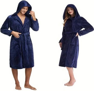 Bovista Badjas - Fleece - Katoen - Badstof - Sauna - Hamam - Wafel - Bathrobe - Duster - Ochtendjas - Kimono - Blauw Heren