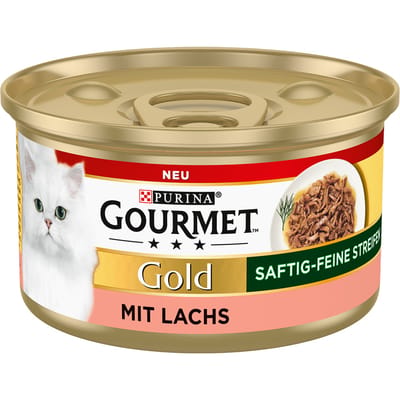 48x85g Zalm Sappige Fijne Reepjes Gourmet Kattenvoer
