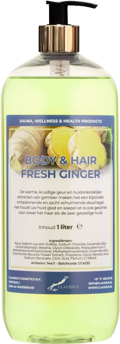 Body & Hair Fresh Ginger 1 liter met gouden pomp - 2 in 1 voor lichaam en haar