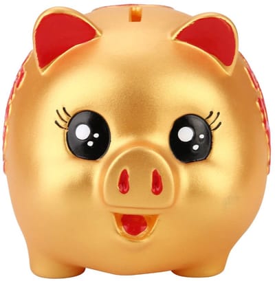 Dailygoods- Spaarpot Gouden Varkensontwerp - Siliconen - Antivallen - Grote Geheugencapaciteit - 200 Munten - 12,5 x 10,5 x 9,5 cm - Spaarvarken