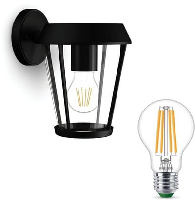 Philips Sunera Wandlamp voor Buiten Down (Zwart) - Buitenlamp - E27 - Warmwit Licht - Niet Dimbaar
