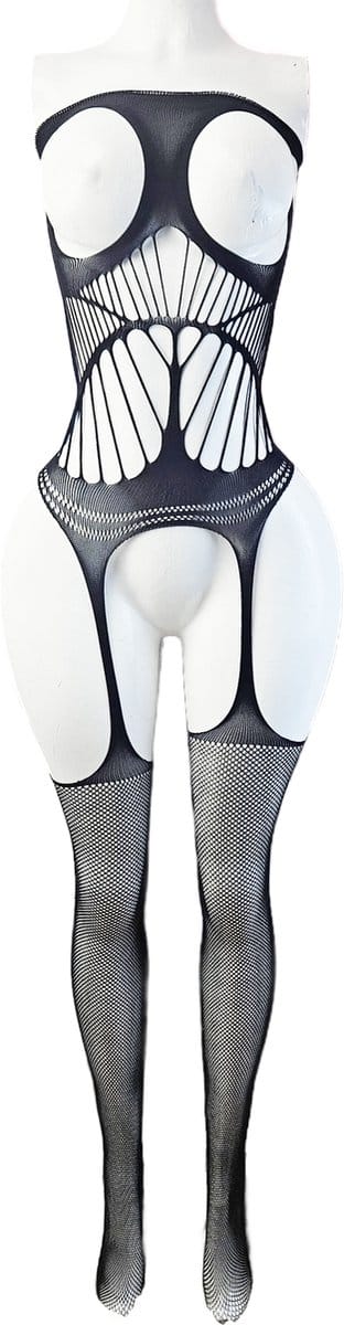 BamBella ® - Panty pak -Onesize - body suit - Dames - Onesize - Erotische jumpsuit van kant lingerie zwart