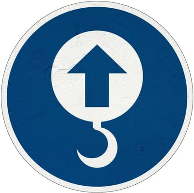 Lasthaak verplicht gebodsbord | Sign Again materiaal | 10 cm