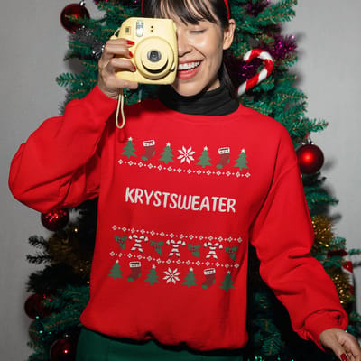 Friese Kersttrui Rood Krystsweater - Maat XS - Uniseks Fit - Kerstkleding Voor Dames & Heren
