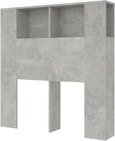 Hoofdbord Kast - Nachtkastje Wandmontage - Slaapkamer Opbergen - Met Display Planken - 100x18.5x104.5 cm - Betongrijs