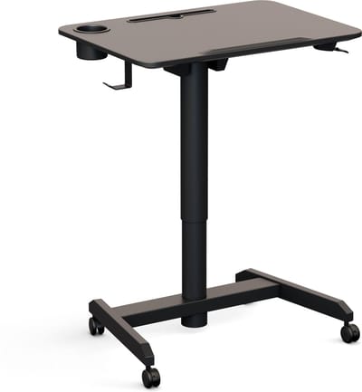 Worktrainer - FlipDesk - Klein zit-sta bureau - Hoogte 68.6 - 107.2 cm - Breedte 50 x 70 cm - Verrijdbaar - In hoogte verstelbaar - Zwart