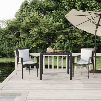 vidaXL - 3-delige - Tuinset - met - kussens - poly - rattan - zwart