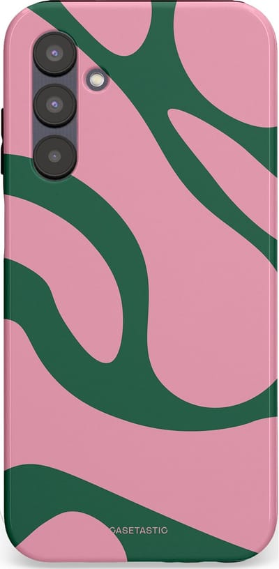 Casetastic hoesje geschikt voor Samsung Galaxy A25 - Dubbellaagse bescherming - Groen Roze Dansende Vormen - Fashion Case - Lichtroze Donkergroen