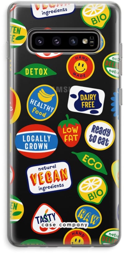 Case Company® - Hoesje geschikt voor Samsung Galaxy S10 Plus hoesje - Fruitsticker - Soft Cover Telefoonhoesje - Bescherming aan alle Kanten en Schermrand