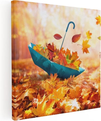 Artaza Canvas Schilderij Herfstbladeren - 30x30 cm - Klein - Wanddecoratie Herfst - Muurdecoratie Natuur - Kamer Accessoires
