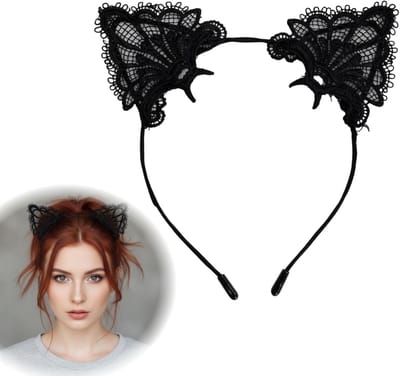 Kattenoren Haarband - Feest Accessoire - Kostuum Versiering - Zacht Comfortabel Lichtgewicht - Universele Maat - Zwart