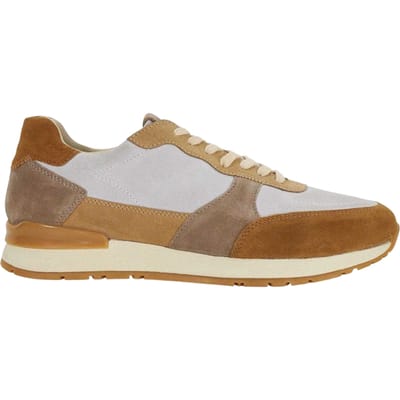Dune London Heren Treaty Suède platte schoenen met structuur (Taupe)