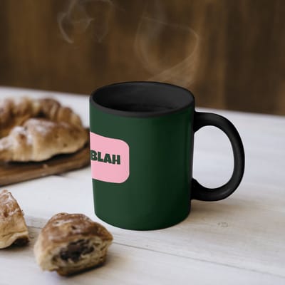 Magische Mok - Foto op Warmte Mokken - Koffiemok - Tekstwolk - BLAH BLAH BLAH - Roze - Magic Mok - Beker - 350 ML - Theemok - Mok met Tekst